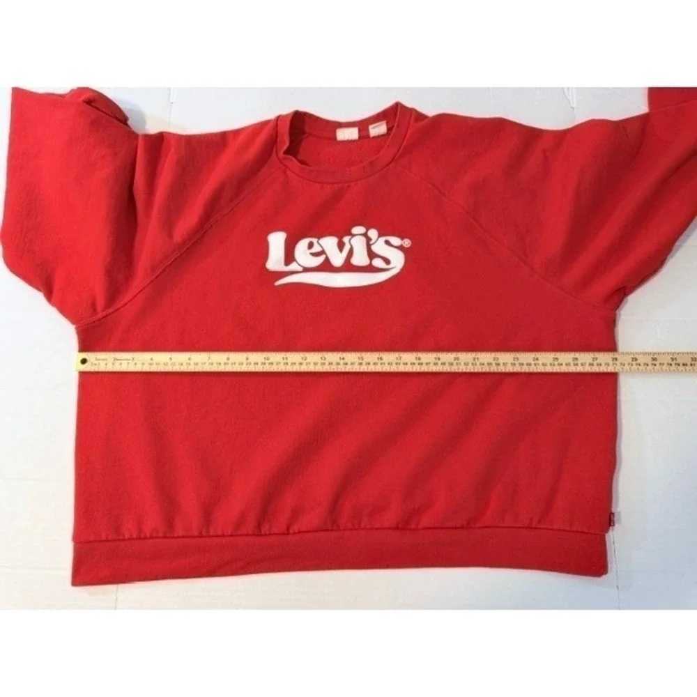 Levis Mens 3X Red Graphic Logo Crewneck Sweatshirt Raglan Long Sleeve Pullover